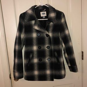 Old Navy Black&White Checkered Peacoat